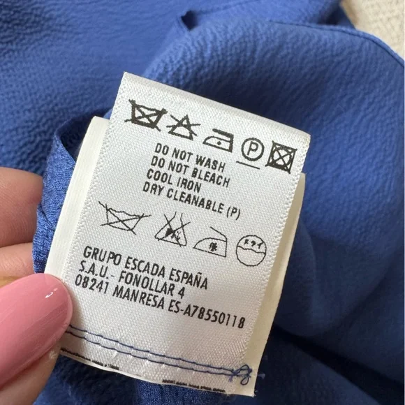 ESCADA Silk Cornflower Blue Vneck Satin Batwing Midi Dress 36 S - Picture 9 of 9